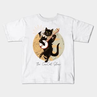 Black Cat Playing Banjo Kids T-Shirt